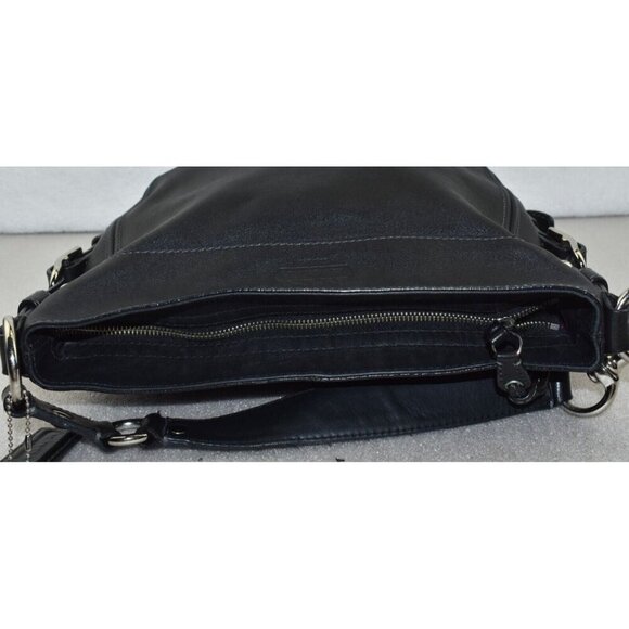 Coach Zoe Womens Black Leather Zipper Closure Hobo Shoulder Bag Purse - Picture 9 of 16
